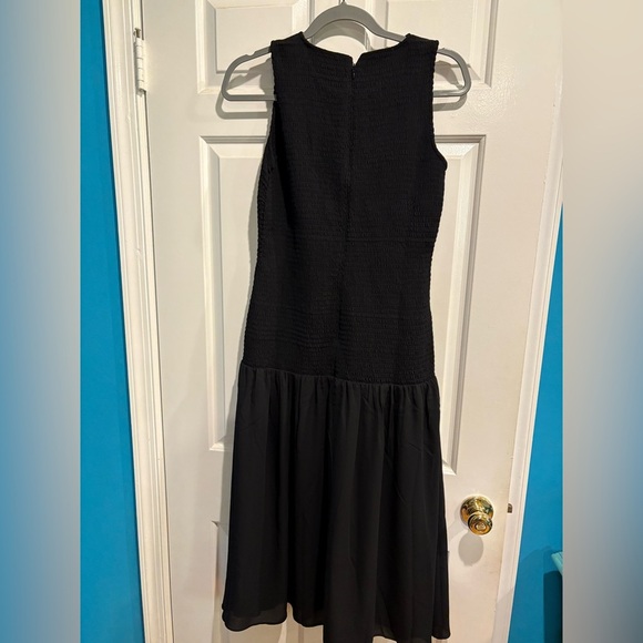 Ann Taylor smocked bodice drop waist midi dress black new with tags 4 6 - Picture 4 of 8